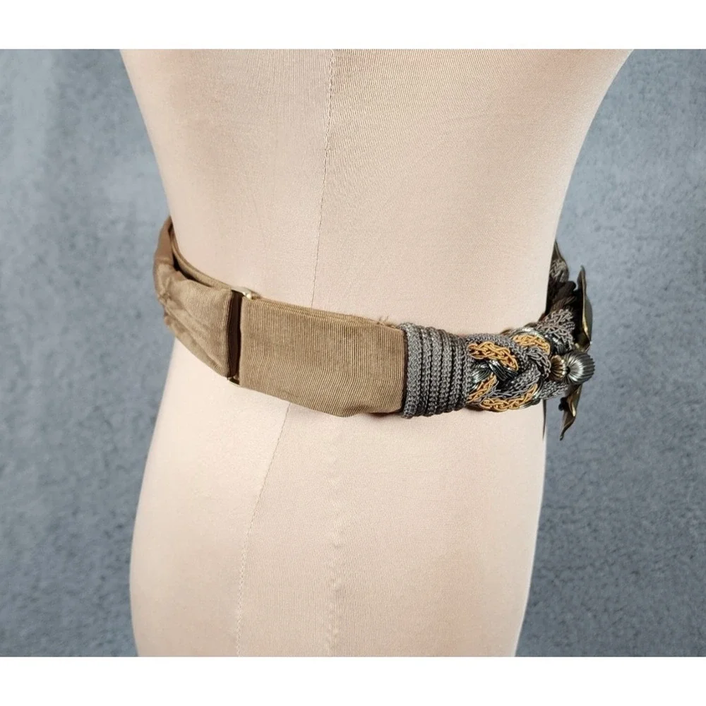 Vtg Carolyn Tanner Women's Braided  Adjustable Belt Metal Abstract Elephant 35